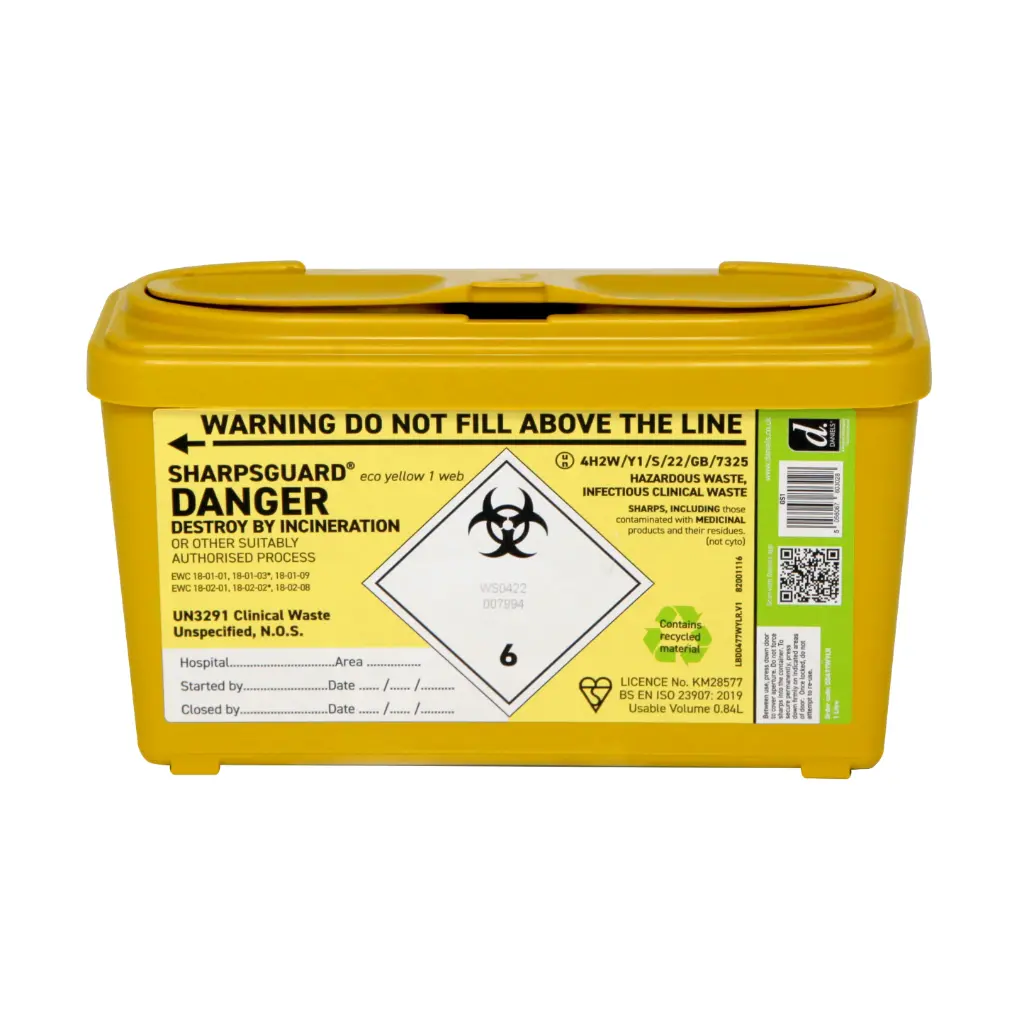 [BIN-SGY1] Sharpsguard Bin Yellow 1L