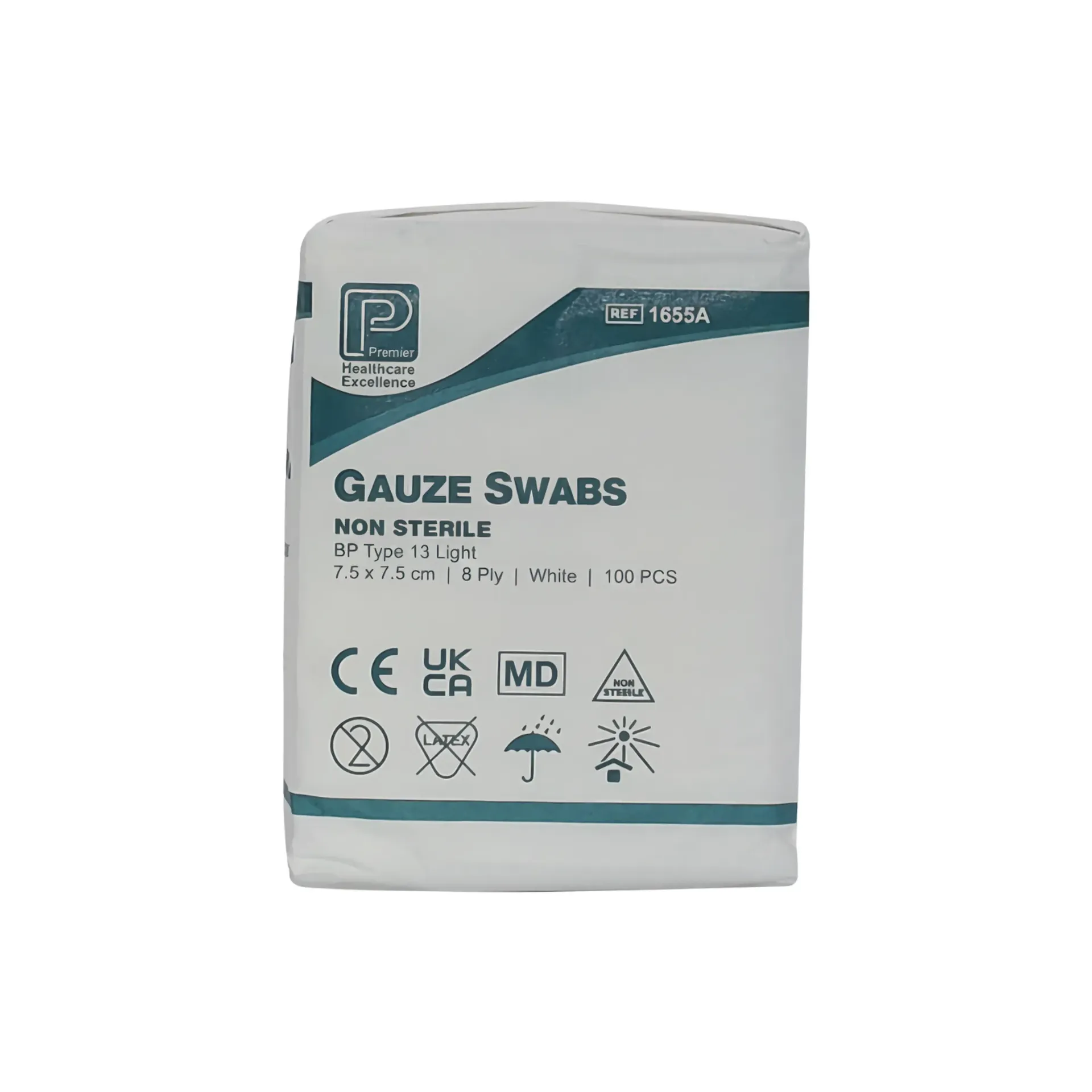 Premier Gauze Swabs Non-sterile 8Ply 7.5 x 7.5cm (Pack of 100)