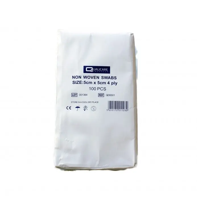 [GAU-NS50-3] Qualicare Non-woven Swabs Non-sterile 4Ply 5 x 5cm (Pack of 100)