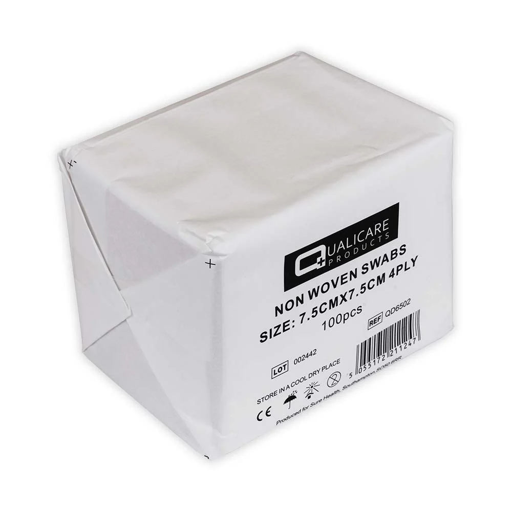 Qualicare Non-woven Swabs Non-sterile 4Ply 7.5 x 7.5cm (Pack of 100)