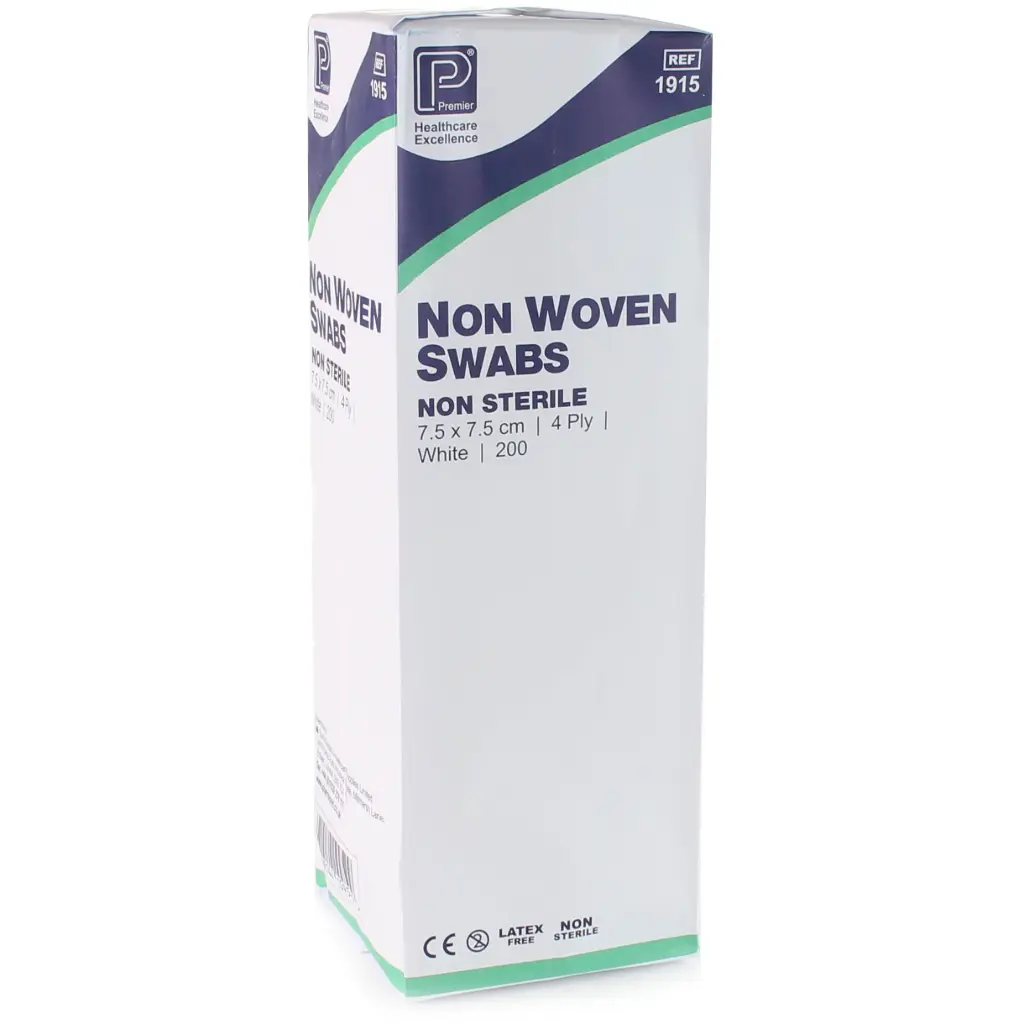 Premier Non-woven Swabs Non-sterile 4Ply 7.5 x 7.5cm (Pack of 200)