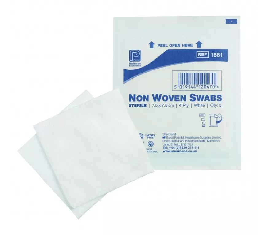 Premier Non-woven Swabs Sterile 4Ply 7.5 x 7.5cm (Pack of 5 x 40)