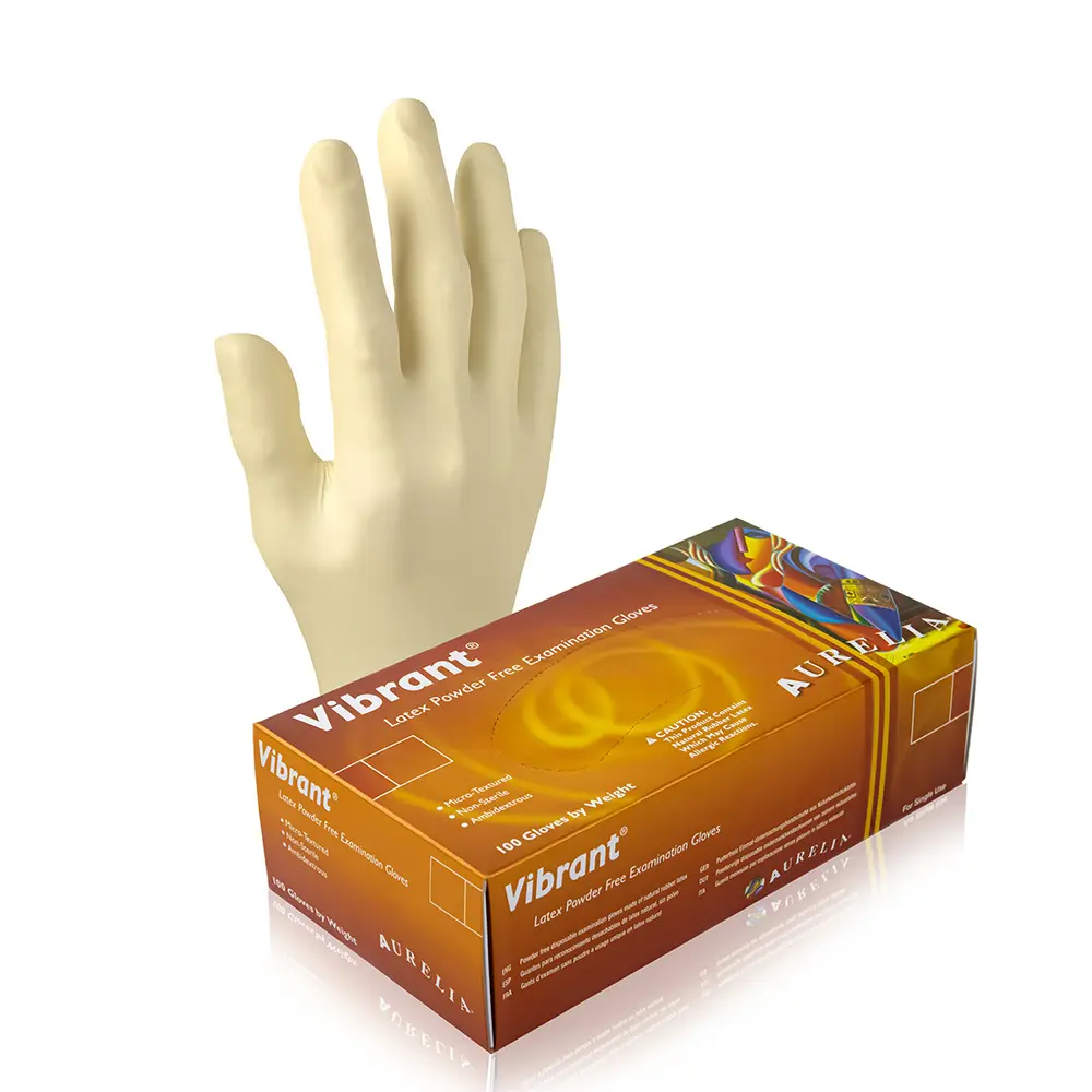 Aurelia Vibrant Latex Gloves PF Large (Pack of 100)