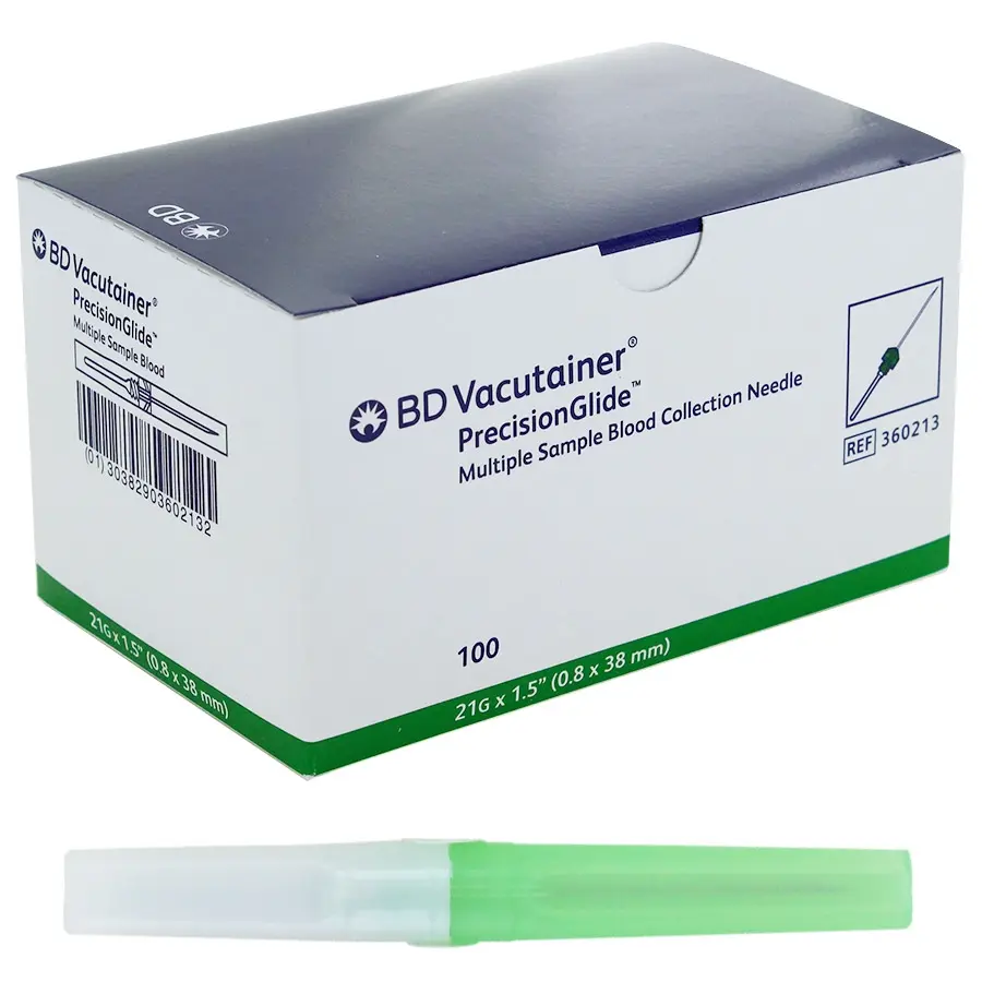 BD Vacutainer PrecisionGlide Needle Green 21G 1.5" (Pack of 100)