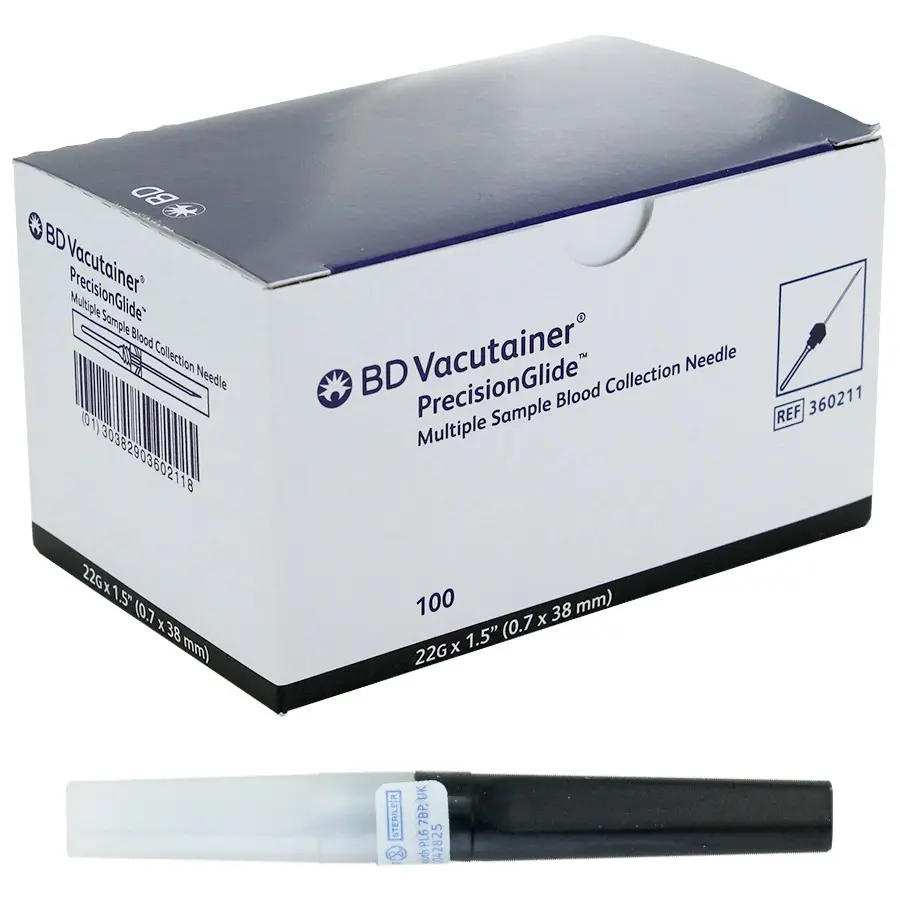 BD Vacutainer PrecisionGlide Needle Black 22G 1.5" (Pack of 100)