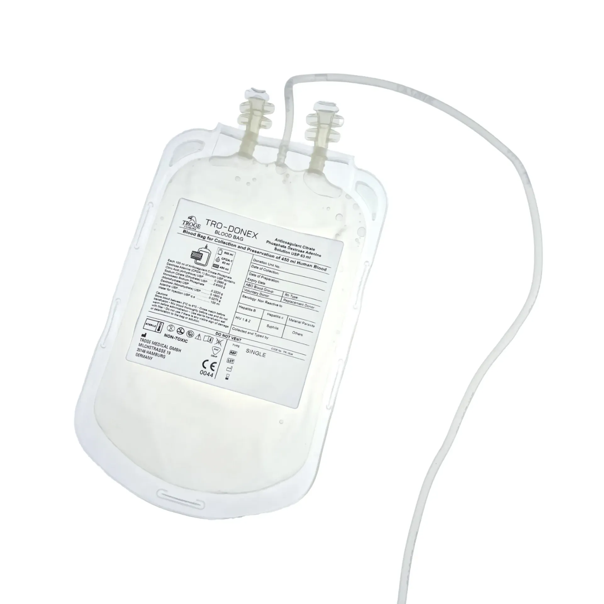 [BLD-BAG450] Phlebotomy Blood Bags 450mL (Pack of 5)