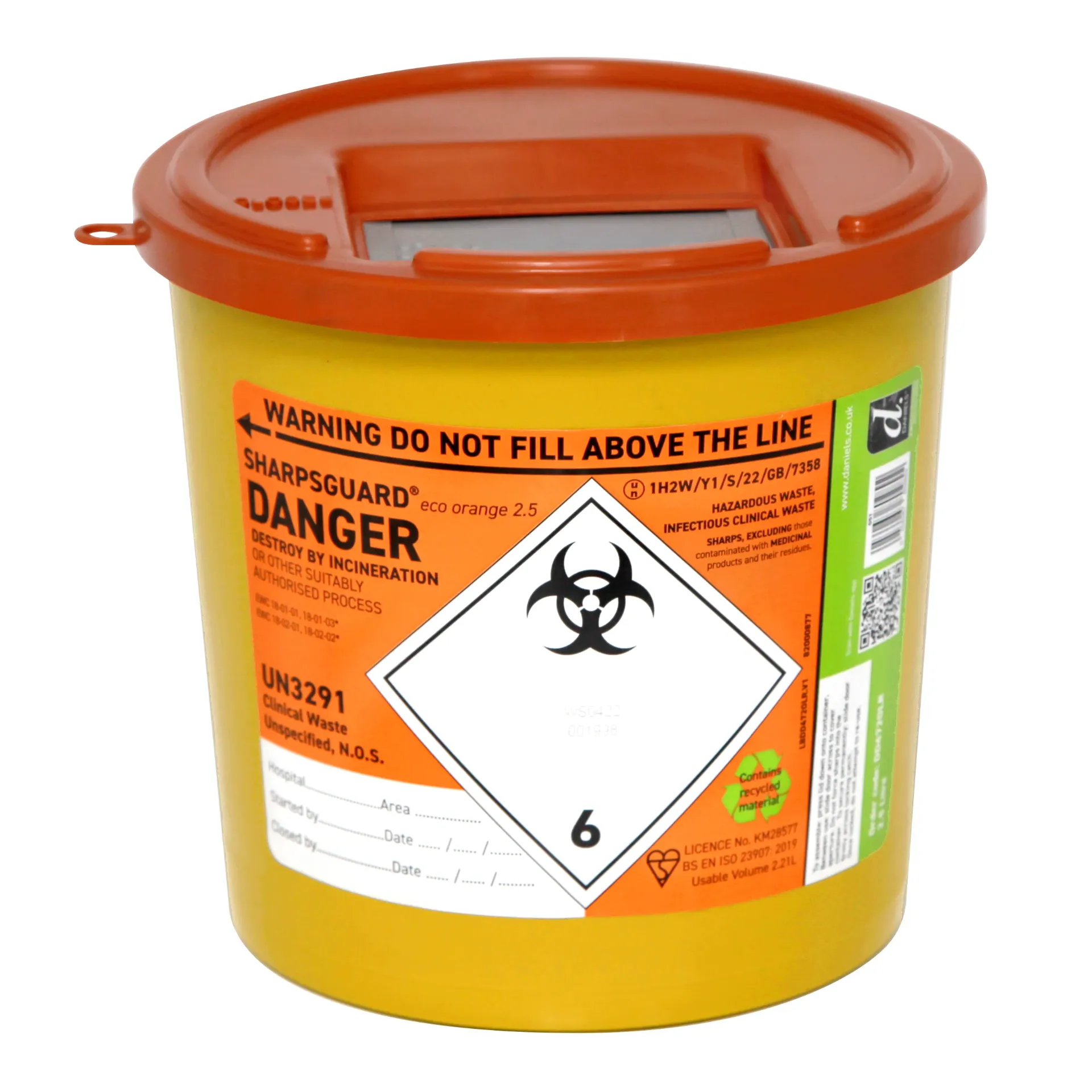 Sharpsguard Bin Orange 2.5L