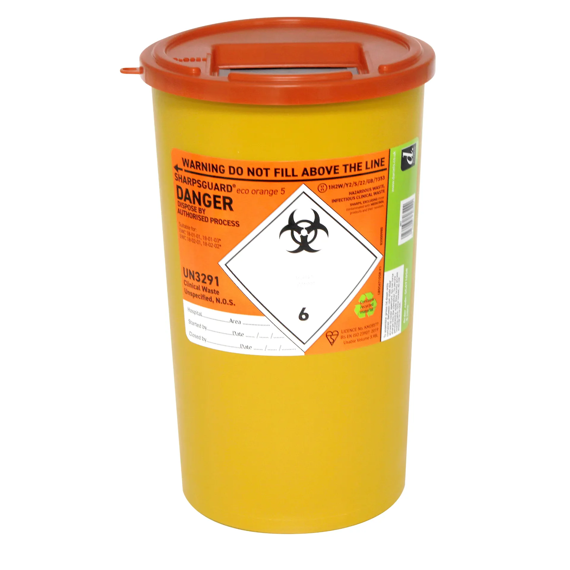 Sharpsguard Bin Orange 5L