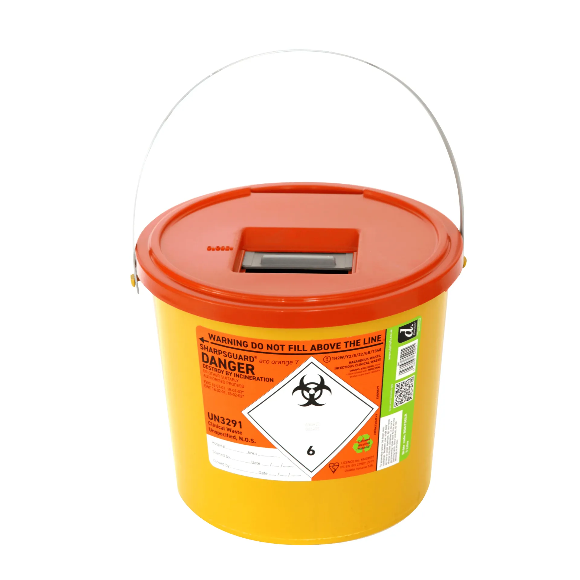Sharpsguard Bin Orange 7L