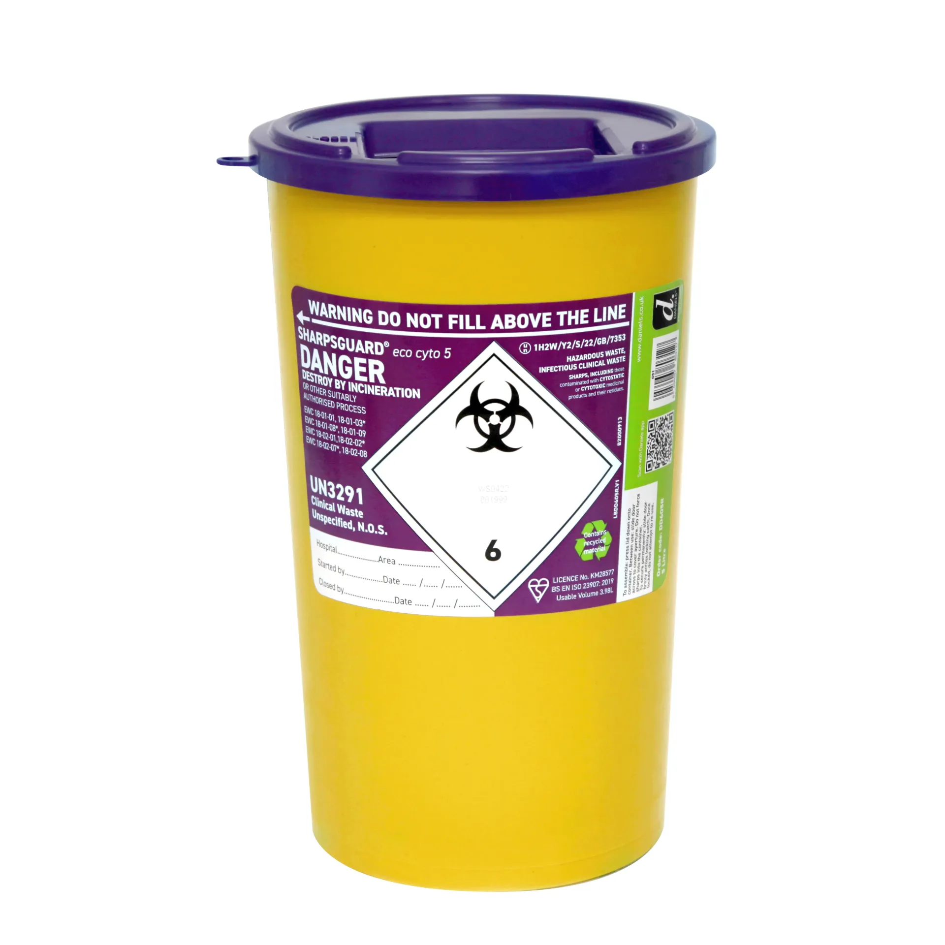 [BIN-SGP5] Sharpsguard Bin Purple Cyto 5L