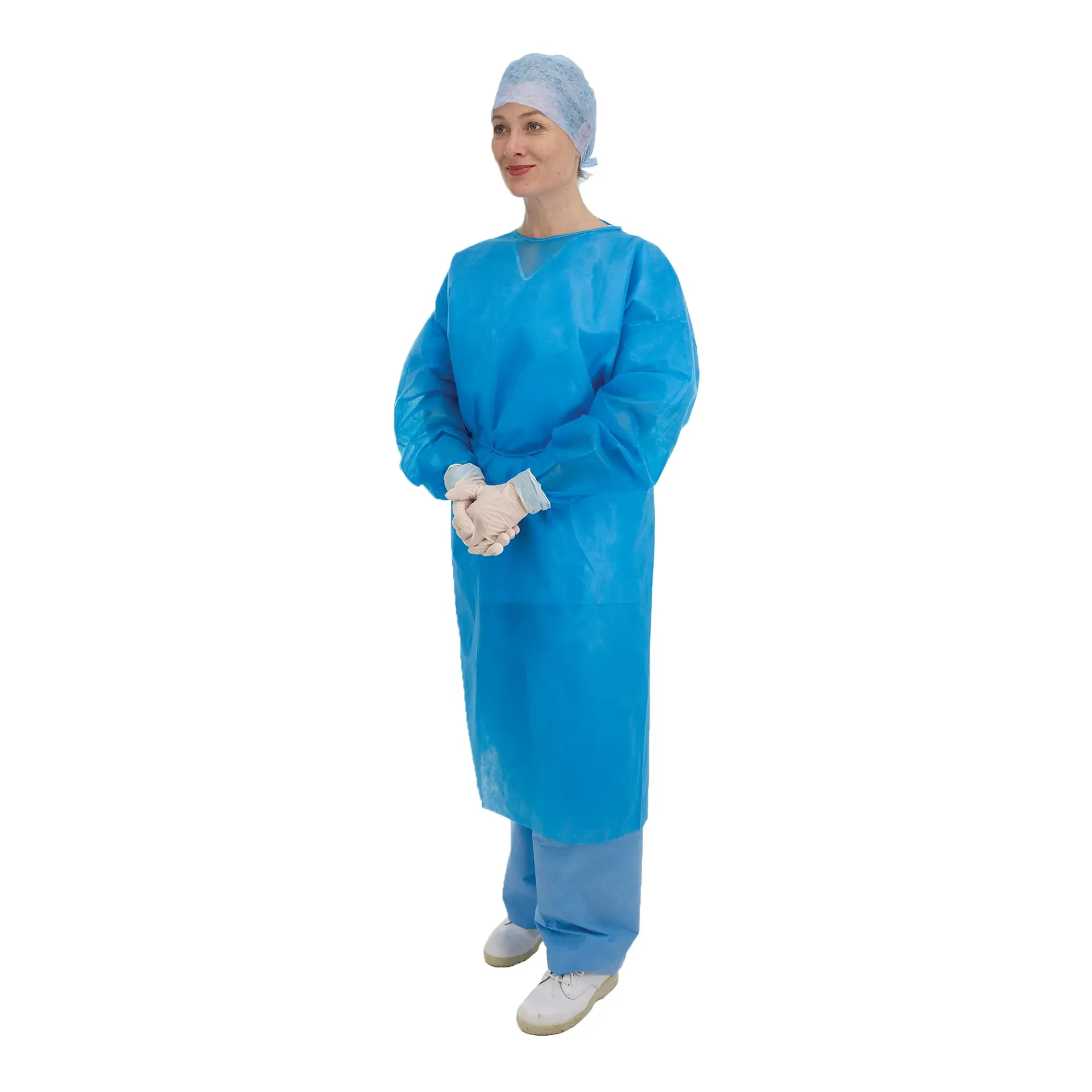 [SRG-GWNLB] Non-sterile Long Sleeve Examination Gowns Blue (Pack of 50)