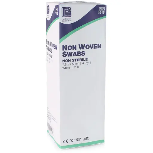 [GAU-NS75-4] Premier Non-woven Swabs Non-sterile 4Ply 7.5 x 7.5cm (Pack of 200)