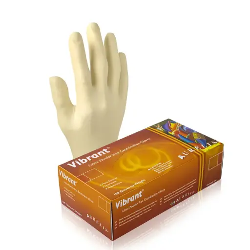 [GLO-LM] Aurelia Vibrant Latex Gloves PF Medium (Pack of 100)