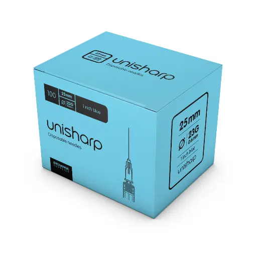 [NDL-HN2310-2] Unisharp Needle Blue 23G 1" (Pack of 100)